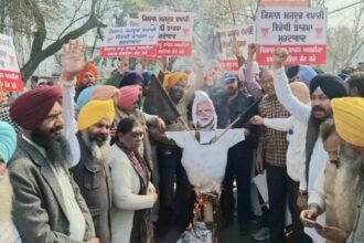 भाजपा के खिलाफ AAP का हल्ला बोल, पीएम मोदी का फूंका पुतला